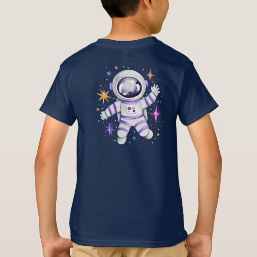 Raketschip Planets UFO en Astronaut Space Boys T-shirt (Achterkant)