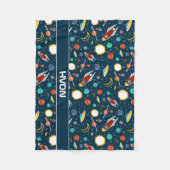 Raketschip ruimte patroon Space Planets Custom Fleece Deken (Voorkant)