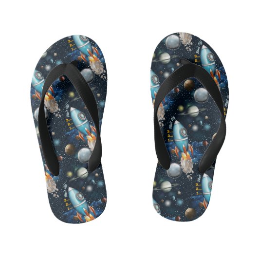 Raketschip ruimteavontuur kinder teenslippers (Voetbed)