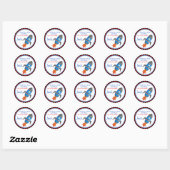 Raketschop buitenste ruimtestickers ronde sticker (Vel)