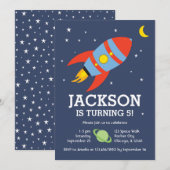 Raketsla en moon ruimtevaartdag kaart (Voorkant / Achterkant)