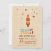 Raketsla en sterren Ruimtethema Birthday Party Kaart (Voorkant)