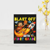 Raketslingering naar de eerste klas Grappige terug Kaart (Gele Bloem)