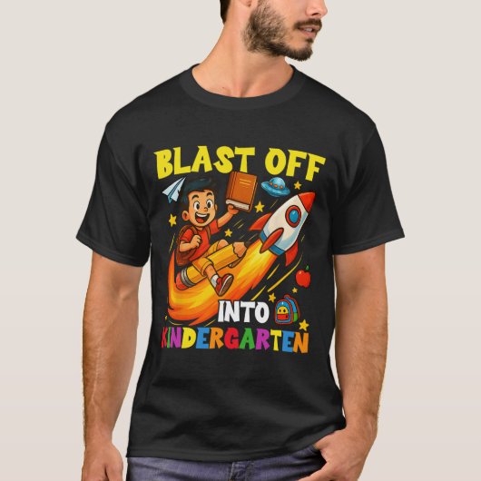 Raketslingering naar de kleuterschool Grappige ter T-shirt (Voorkant)