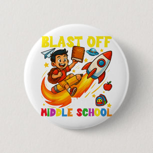 Raketslingering naar de middelbare school Grappige Ronde Button 5,7 Cm