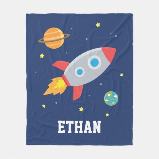 Raketslingering tussen planeet en sterren, kindere fleece deken (Voorkant)