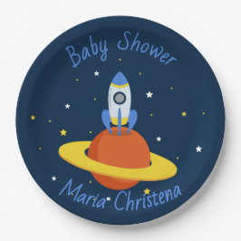 Rakett naar de sterren Baby Shower Papieren Bordje
