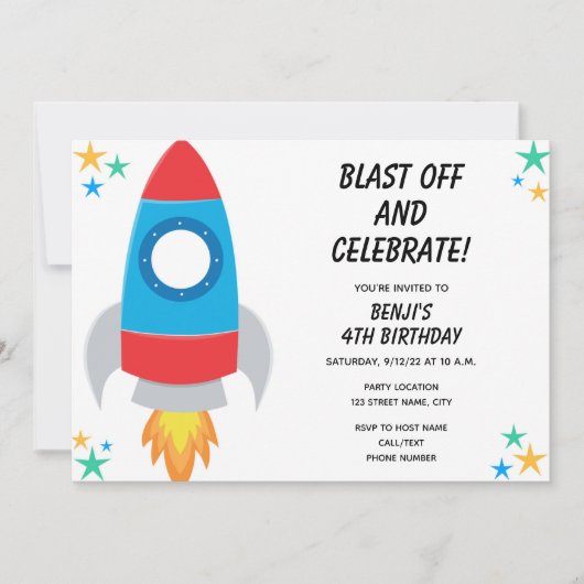 Rakettaartinvitatie Kaart (Voorkant)