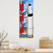 Rakettelling Lancering Groeigrafiek Poster (Keuken)