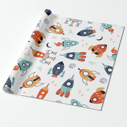 raketten cadeaupapier (Uitgerold)