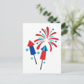 Raketten en vuurwerk briefkaart (Staand voorkant)
