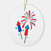 Raketten en vuurwerk keramisch ornament (Links)