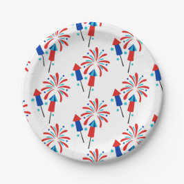 Raketten en vuurwerk papieren bordje