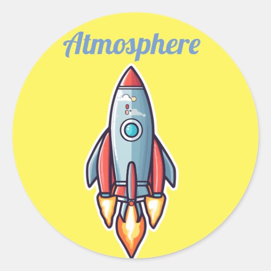 Raketten gaan naar de atmosfeer ronde sticker (Voorkant)