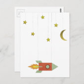  raketten in de ruimte briefkaart (Voorkant / Achterkant)