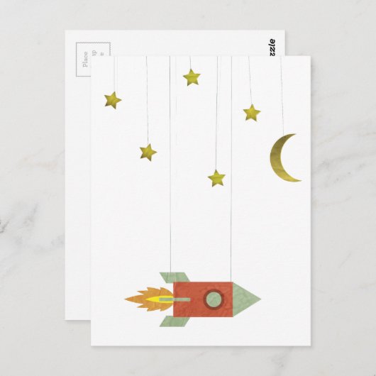  raketten in de ruimte briefkaart (Voorkant / Achterkant)