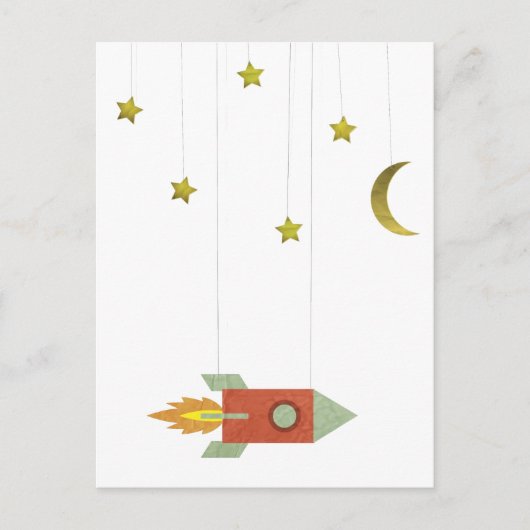  raketten in de ruimte briefkaart (Voorkant)
