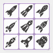 raketten vierkante sticker (Voorkant)