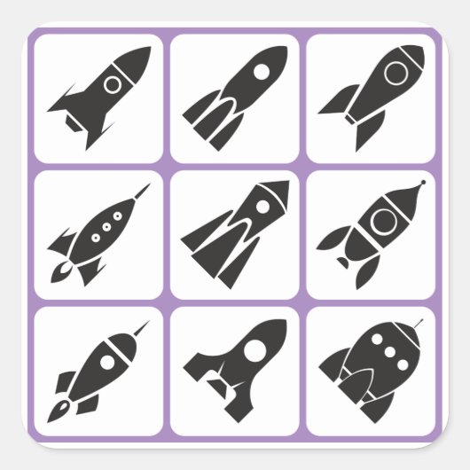 raketten vierkante sticker (Voorkant)