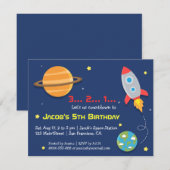 Rakettentje naar Outer Space-feest, Kinderverjaard Kaart (Voorkant / Achterkant)