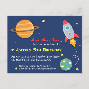 Rakettentje naar Outer Space-feest, Kinderverjaard Kaart