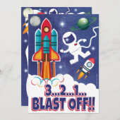 Raketteschip Ruimteveer Verjaardag Kaart (Voorkant / Achterkant)