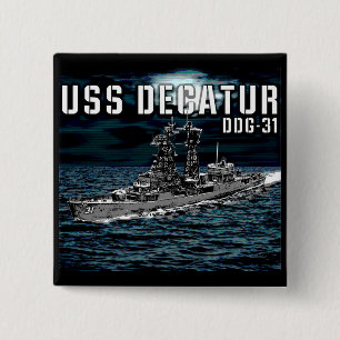 Rakettorpedobootjager Decatur Vierkante Button 5,1 Cm