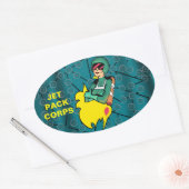 RAKETVROUW OVALE STICKER (Envelop)