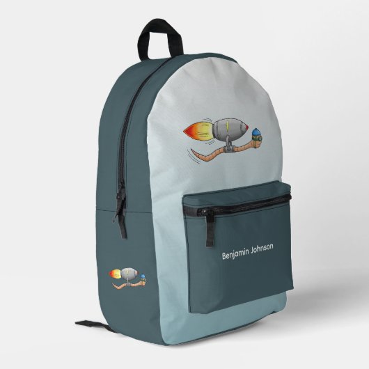 Raketworm Bedrukte Rugzak (Achterkant Hoek Links)