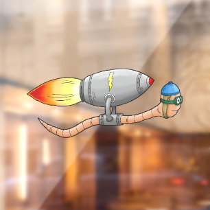 Raketworm Raamsticker