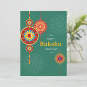 Rakhi-design groen met Happy Raksha bandhan Feestdagenkaart (Staand voorkant)