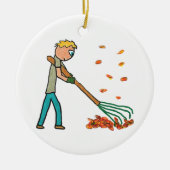 Raking Autumn Leaves Keramisch Ornament (Voorkant)