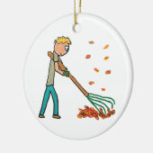 Raking Autumn Leaves Keramisch Ornament (Links)