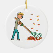 Raking Autumn Leaves Keramisch Ornament (Achterkant)