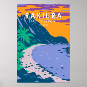 Rakiura Nationaal Park Nieuw-Zeeland Retro Poster