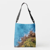 Rakken in het zee, boven uitzicht 1 crossbody tas (Achterkant)