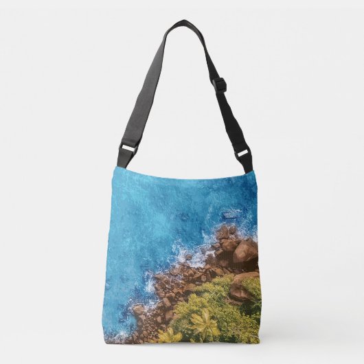 Rakken in het zee, boven uitzicht 1 crossbody tas (Voorkant)