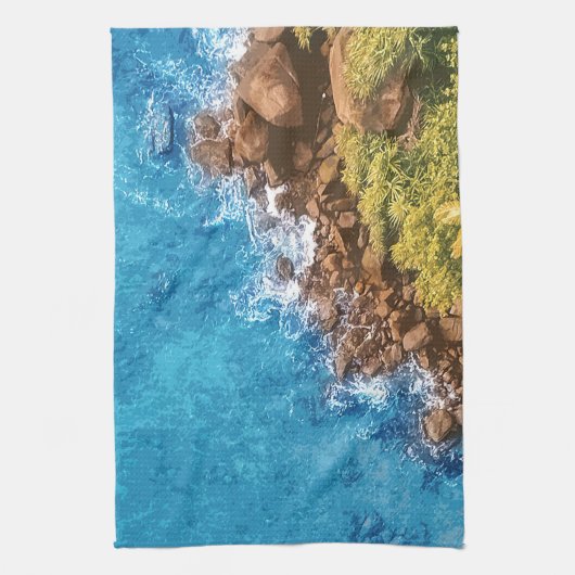 Rakken in het zee, boven uitzicht 1 theedoek (Verticaal)