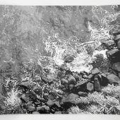 Rakken in het zee, boven uitzicht 2 drieluik wenskaart (Binnenkant midden)