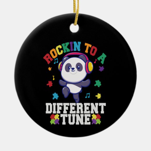 Rakken naar een ander Tune Cute Panda Autism Keramisch Ornament (Voorkant)
