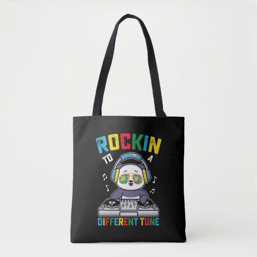 Rakken naar een ander Tune Panda Autisme bewustzij Tote Bag (Voorkant)
