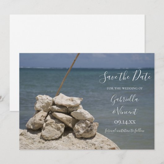 Rakken op het Beach Wedding Save the Date (Voorkant / Achterkant)