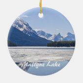 Rakkerbergen reflecterend in het meer van Maligne Keramisch Ornament (Achterkant)