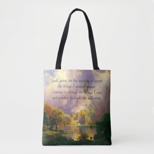 Rakkergebergte canvas tas voor sereniteitgebed (Voorkant)