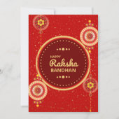 Raksha Bandhan bericht: Helderrood en goud Feestdagenkaart (Voorkant)