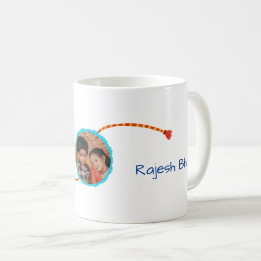 Raksha bandhan cadeau met foto, Rakhi / Rakhri mok (Voorkant rechts)