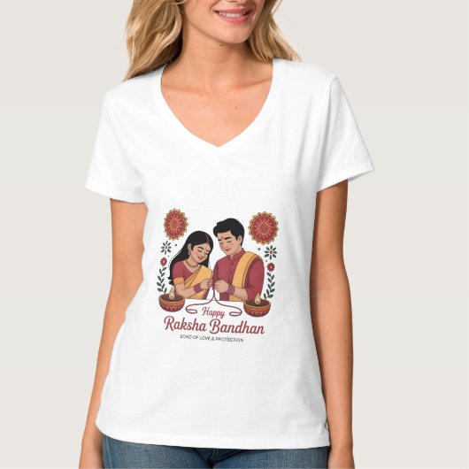 Raksha Bandhan Dames V-hals T-shirt (Voorkant)