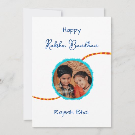 Raksha bandhan kaart met foto, Rakhi / Rakhri kaar (Voorkant)
