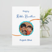 Raksha bandhan kaart met foto, Rakhi / Rakhri kaar (Staand voorkant)
