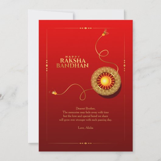 Raksha Bandhan Red en Gold Wenskaart (Voorkant)